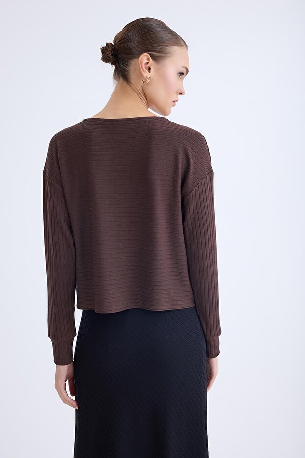 Buttoned Shoulder Wide Neck Blouse - 4