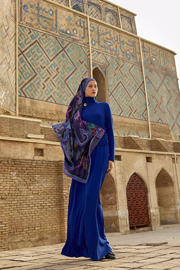 Bramble Floş Viskon Şal - Mor - 5