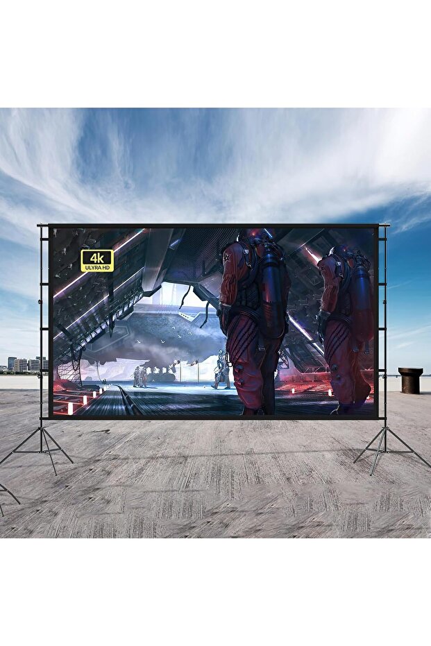 100 inch Portable Foldable Projector Screen with 2M High Tripod Stands Free Carrying Bag for In - 2
