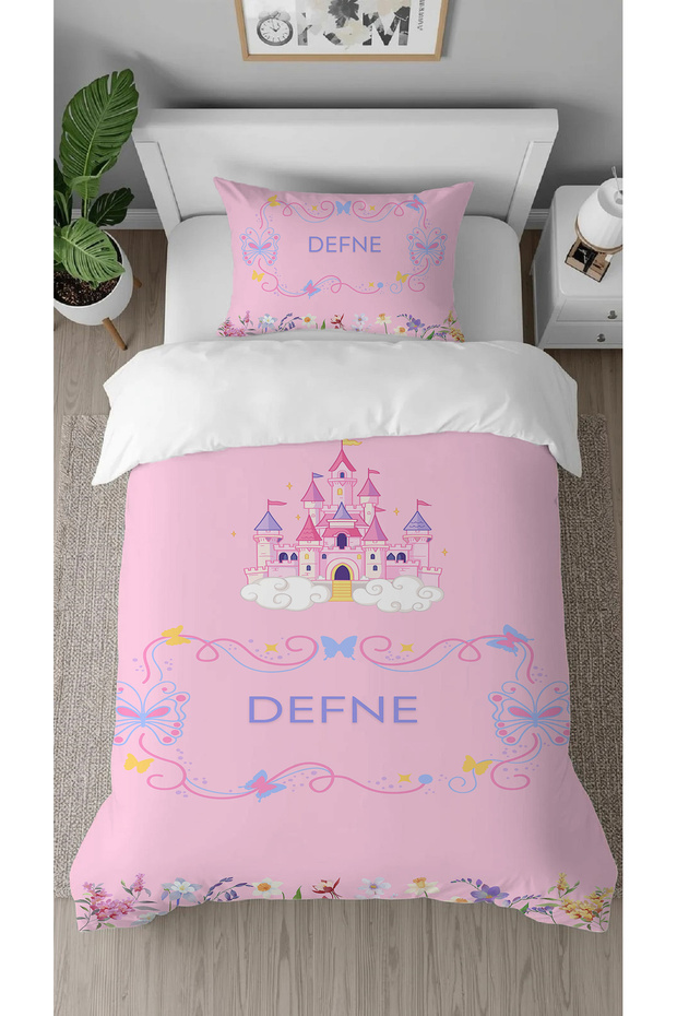 Name Can Be Written Flower Palace Special Patterned Digital Printed Single Duvet Cover Set Without Sheets
