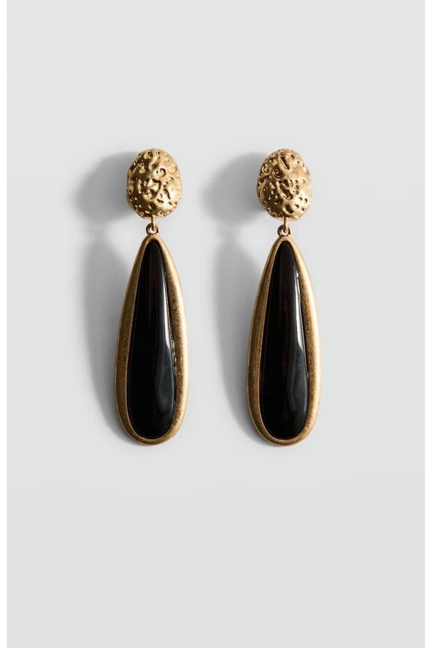 New Season Brand Model Oval Black Enamel Earrings