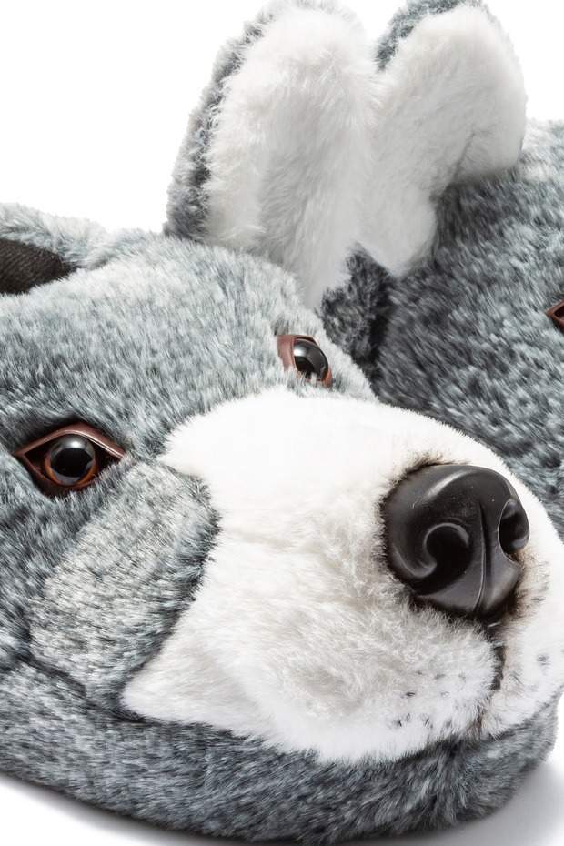 Husky Erkek Hayvanlı Panduf Gri - 3