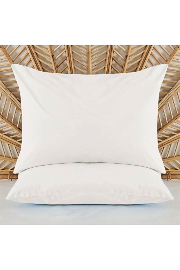 غطاء وسادة ناعم أساسي مكون من قطعتين - أبيض - 50x70 سم - 1