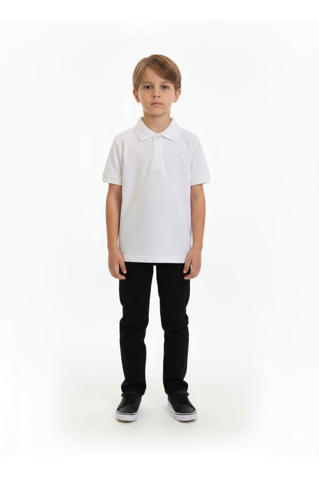 Children's White Polo Neck Lacoste Short Sleeve T-Shirt – School Uniform – Breathable 100% Cotton