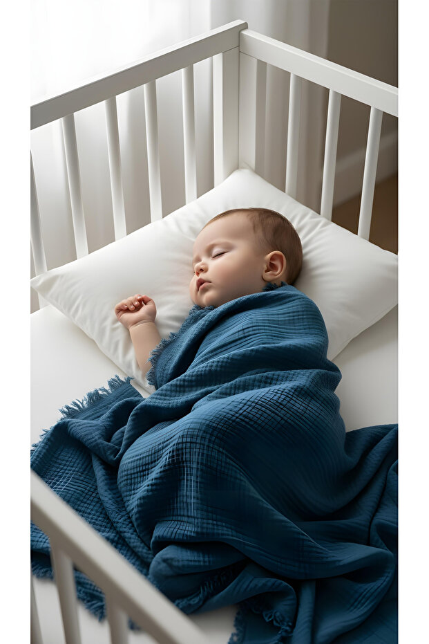 100% Cotton with Tassel Edges 4 Layers 230 Grams 115 X100 cm Multi-Purpose Muslin Baby Blanket