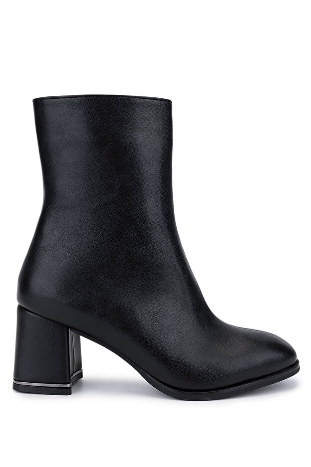 Women's Faux Leather Black Leather Heeled Boots