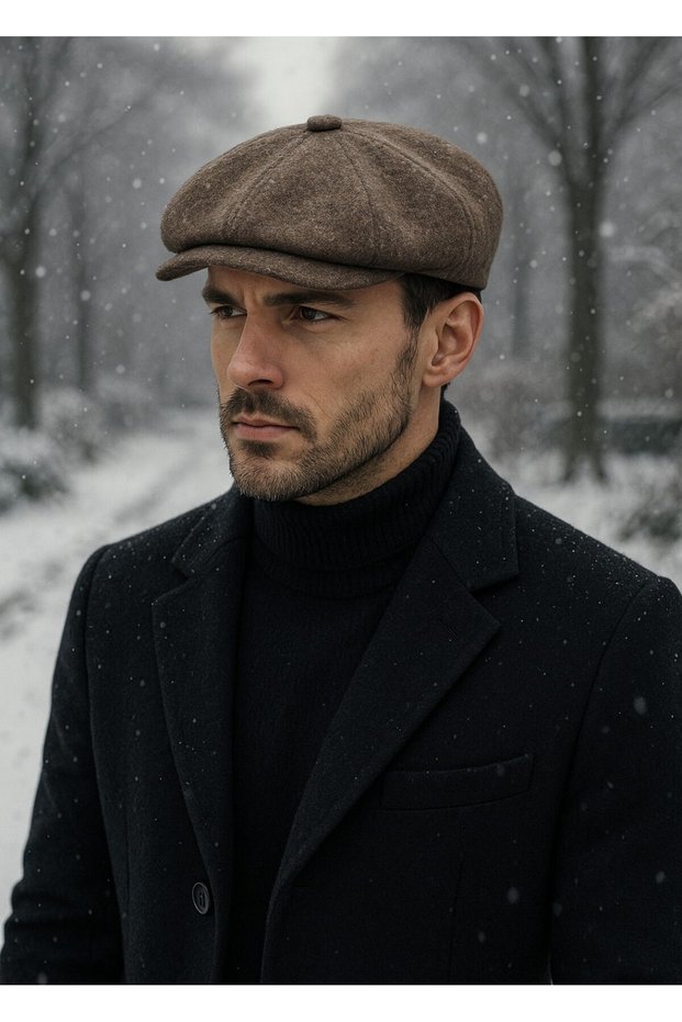 Men's British 8-Piece Wool Hat – Classic and Stylish Newsboy Model