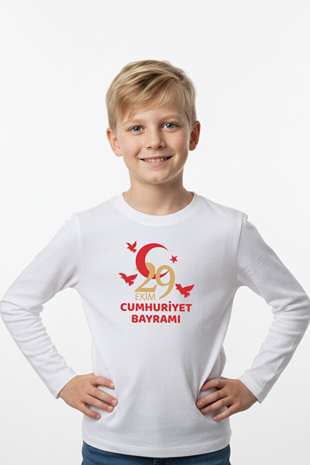 29 October Printed Detailed Long Sleeve Boys' Sweatshirt