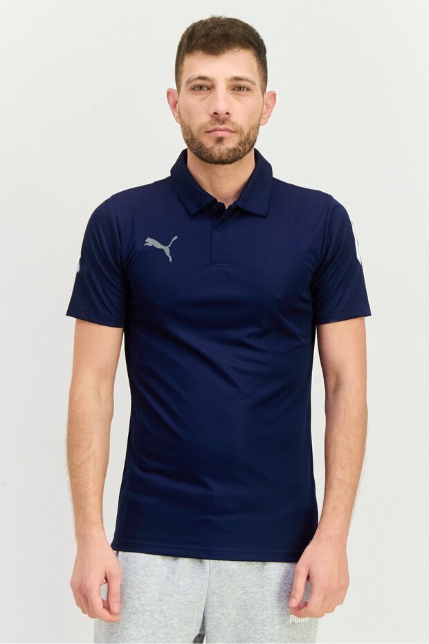 Men Sportswear Fit Brand Logo Training Polo Shirt, Navy Blue