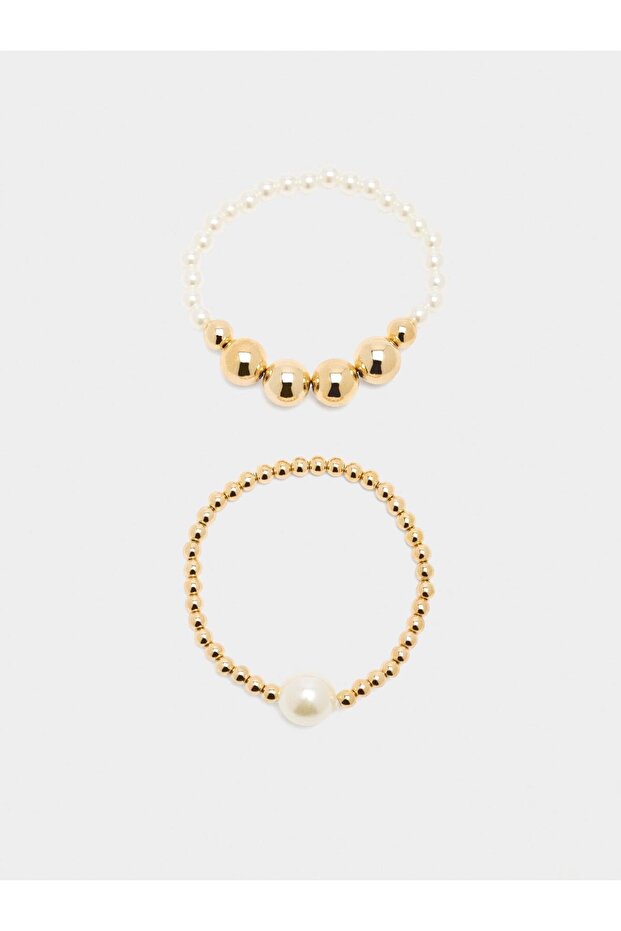 İnci Süslemeli Elastik Bileklik Seti - 3