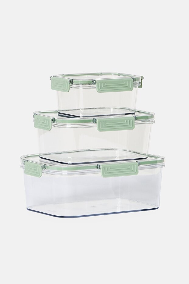 6 Pieces Storage Set With Snap Down Lids, Transparent - 3