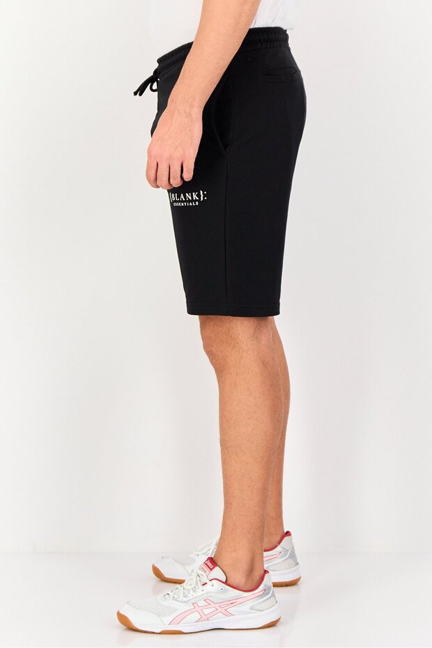 Men Brand Logo Basic Shorts, Black - 4
