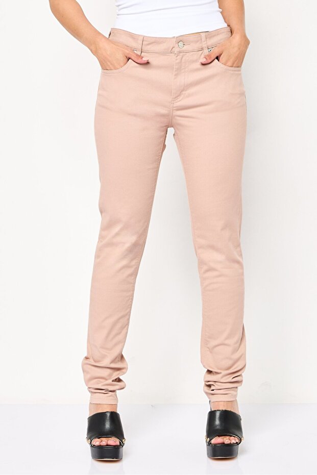Women Slim Fit Solid Chino Pants, Nude