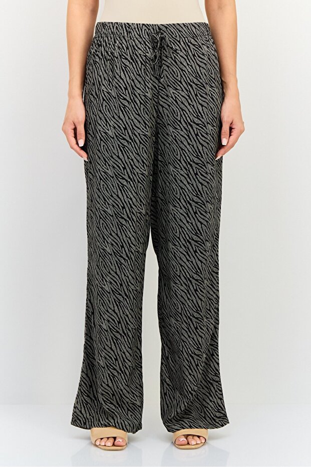 Women Regular Fit High Rise Allover Print Wide Leg Pants, Multicolor