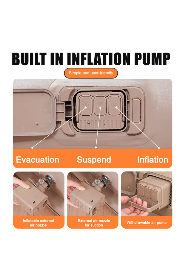 Automatic Inflatable Airbed for One Person Ergonomic Design Build-in Pump Self Inflating Air Mattres - 3