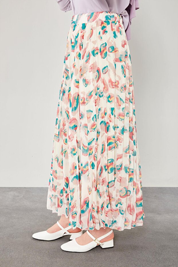 Leopard Patterned Pleated Skirt - 3