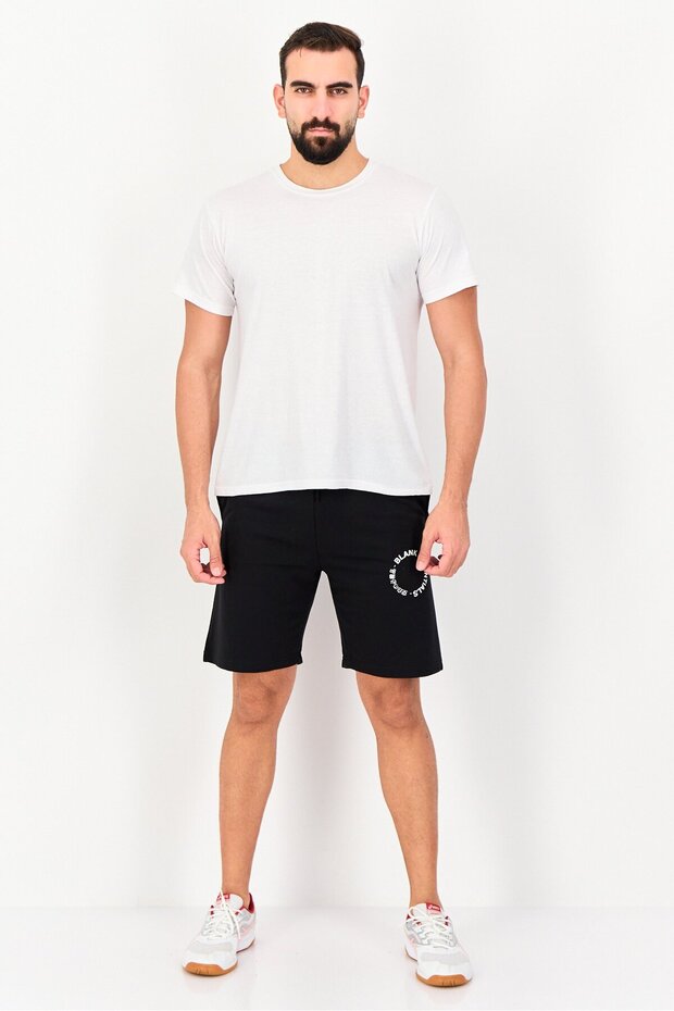 شورت رجالي أساسي بشعار العلامة التجارية، أسود - 3