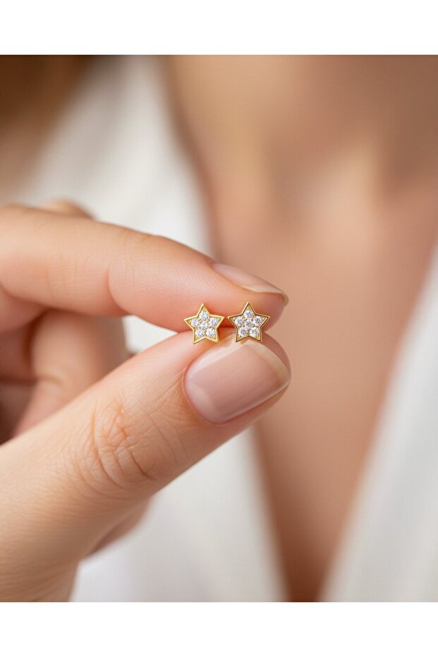 Minik Yıldız 14 Ayar Altın Küpe - 4