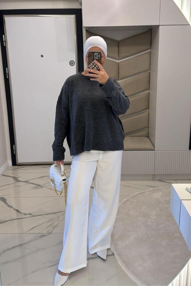 Kadın Antrasit Yumoş Basıc Kazak - 6