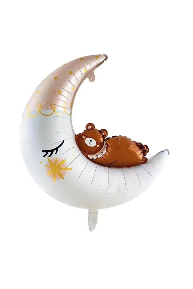 Bear Sleeping on the Moon Foil Balloon