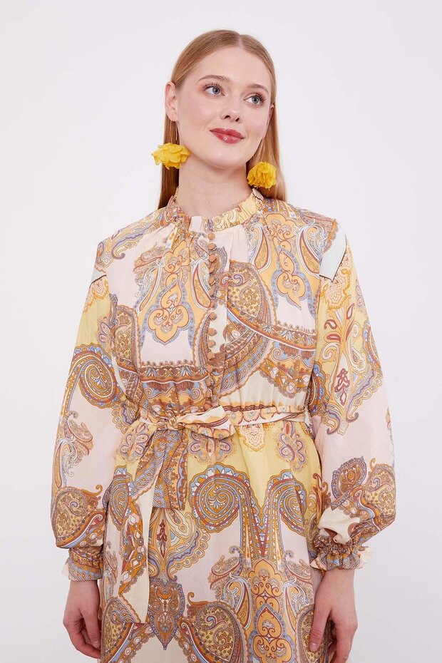 Etnik Desenli Elbise - 4