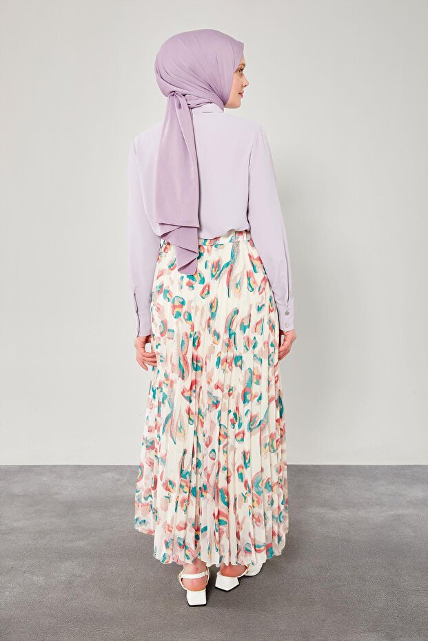 Leopard Patterned Pleated Skirt - 4