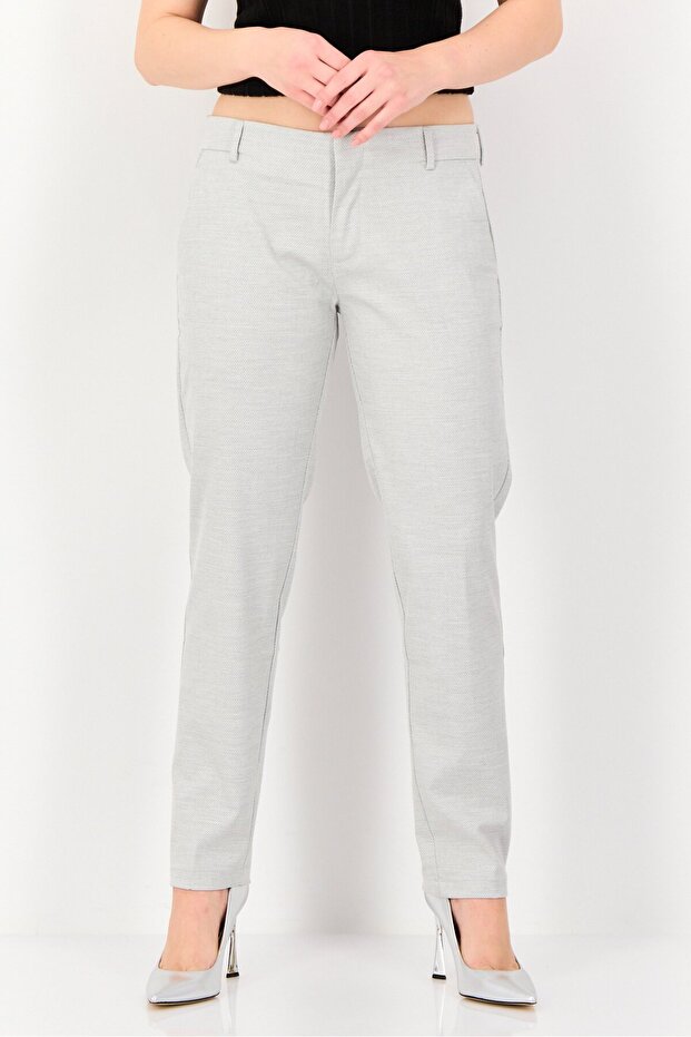 Women Cigarette Fit Heather Dress Pants, Light Grey