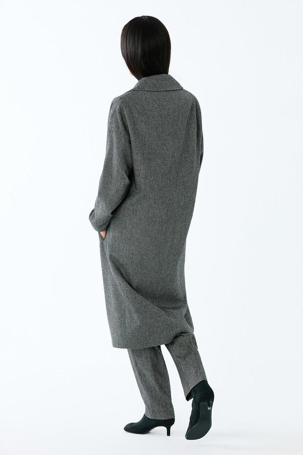 Oversize Midi Antrasit Kaban - 9