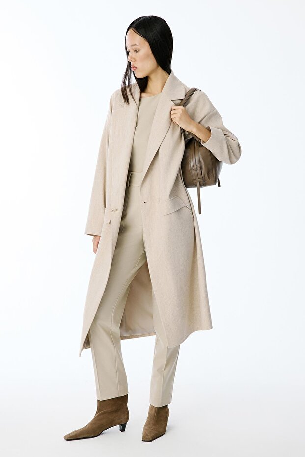 Oversize Midi Bej Kaban - 4