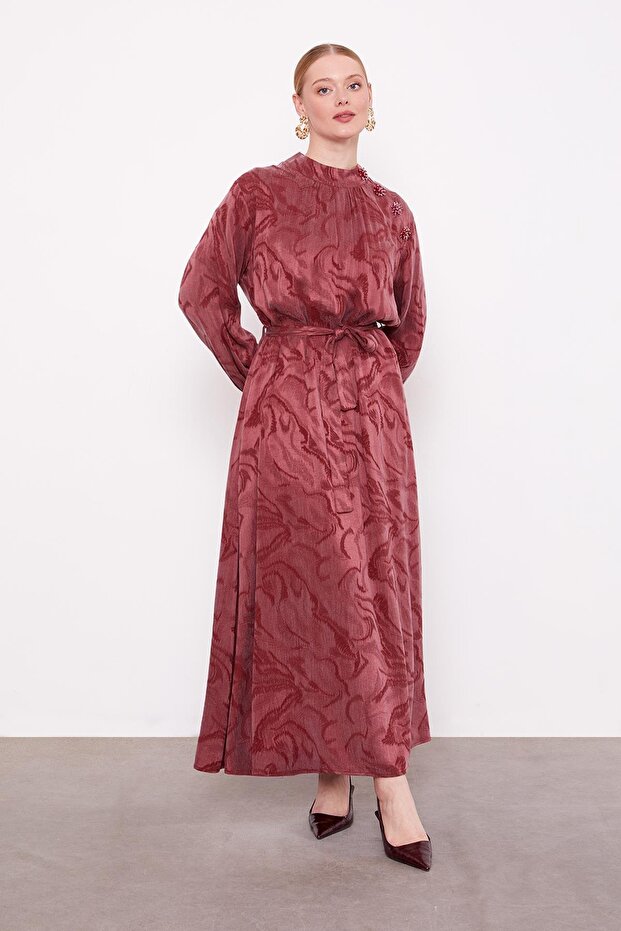 Taş Aksesuarlı Elbise - 1