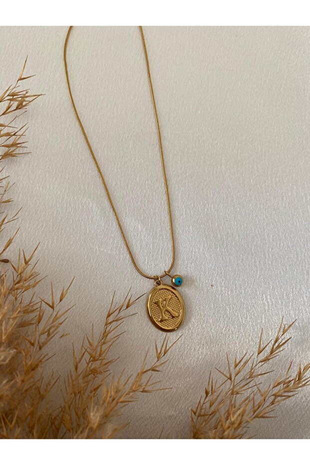 Jeweler Model Evil Eye Beaded Letter Steel Necklace