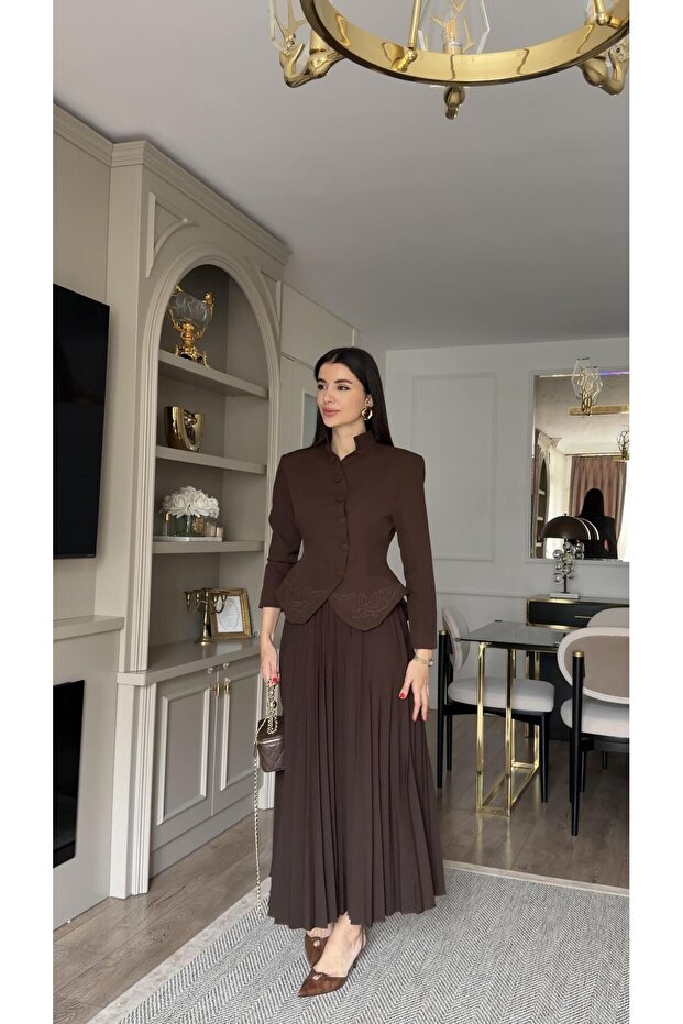 Set dublu maro brodat - 7