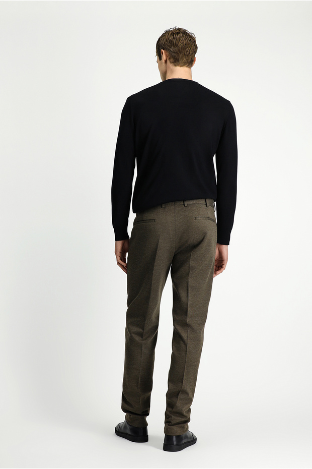Regular Fit Kuşgözü Klasik Örme Pantolon - 3