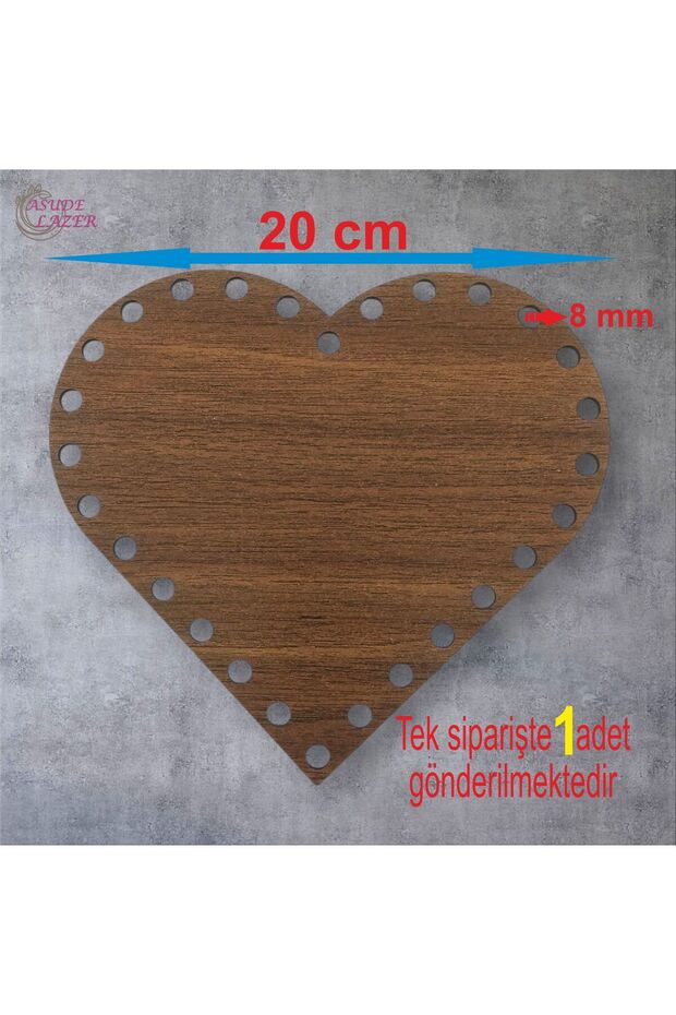 Wooden Heart Walnut 20 cm 1 Piece Bamboo Tray Knitting Plate Supla Perforated Base Crochet Base Craft Basket Base