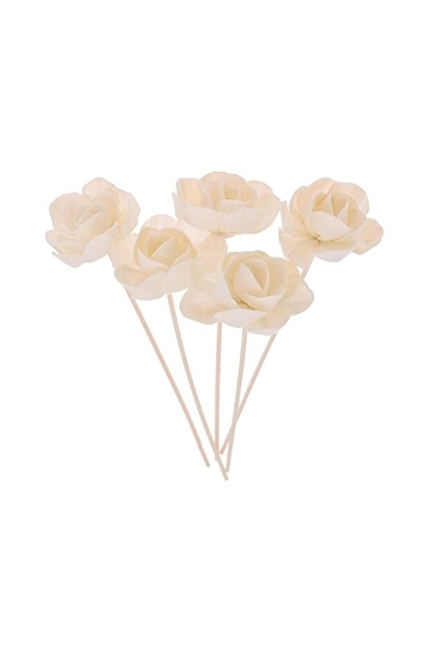 Tazweeq 5Pcs Rose Diffuser Sticks Wood, Flower Rattan Reed Essential Oil Aroma Diffuser Sticks, Flameless Aromatherapy Flower Diffuser Decorative Home Ornament