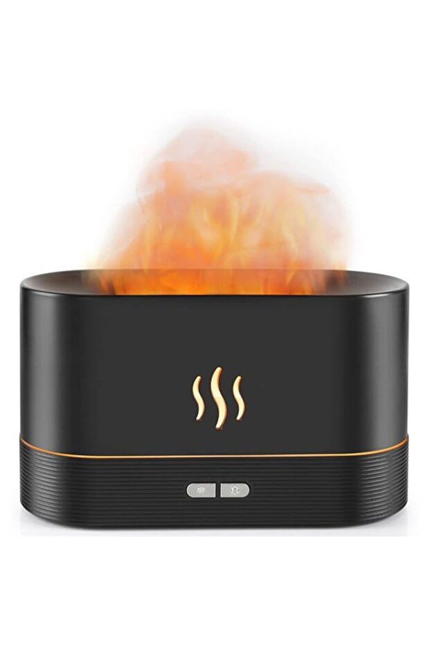 Flame Diffuser Humidifier-Auto Off 180ml Essential Oil Diffuser-2 Modes Brightness Aroma Humidifier with Fire Flame Effect for Home,Office,Spa,Gym(Black)