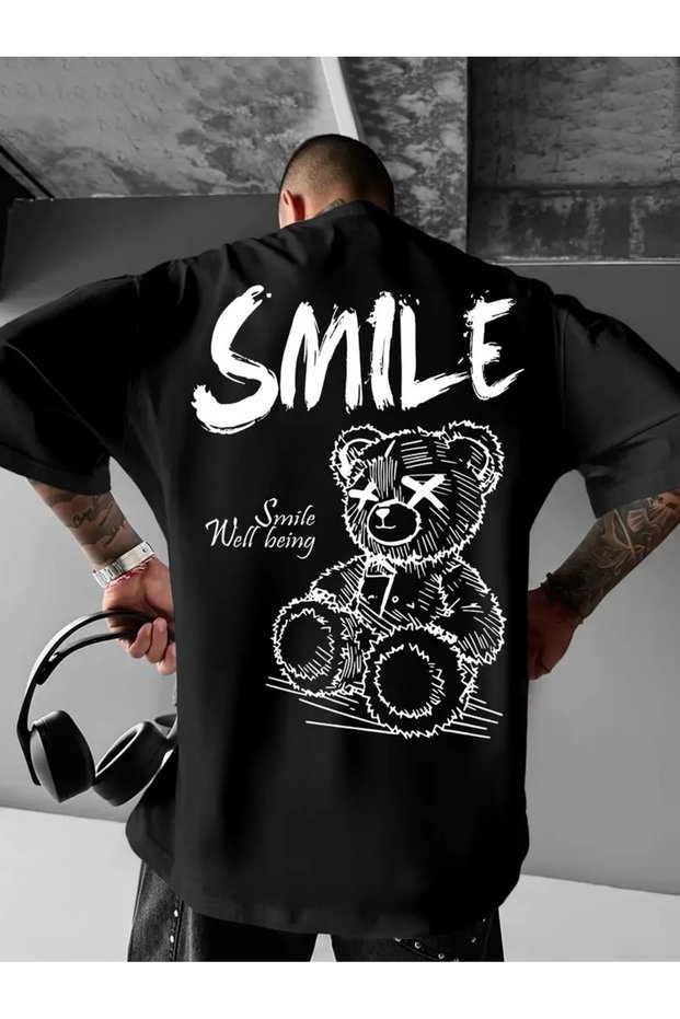 qubo Unisex Oversized Printed Cotton Crew Neck Short Sleeve T-shirt
