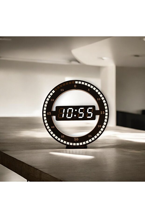 ساعة حائط وطاولة حديثة بتقنية LED ثلاثية الأبعاد |   ساعة إلكترونية رقمية، عرض التاريخ ودرجة الحرارة - 4