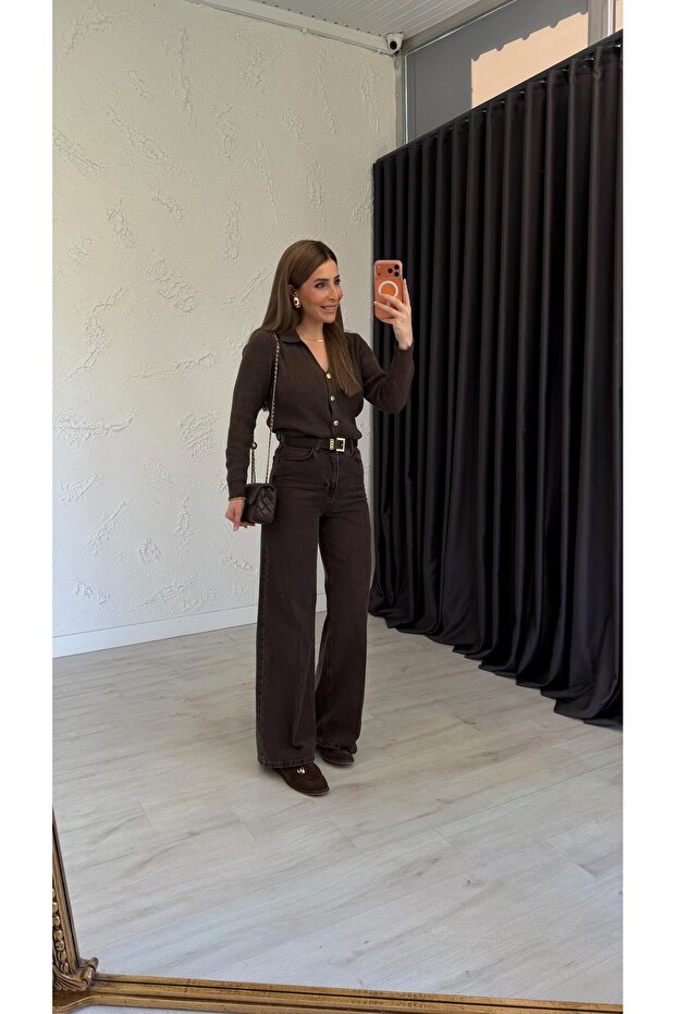 Marron Wide Jean Brown