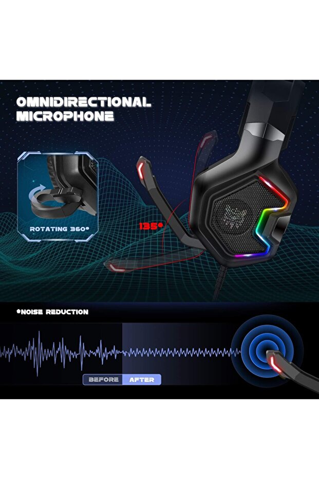 Gaming Headset with Noise Canceling for PS4, PS5, Xbox X/S, Computers, and Mac - 7.1 Surround Sound - 6