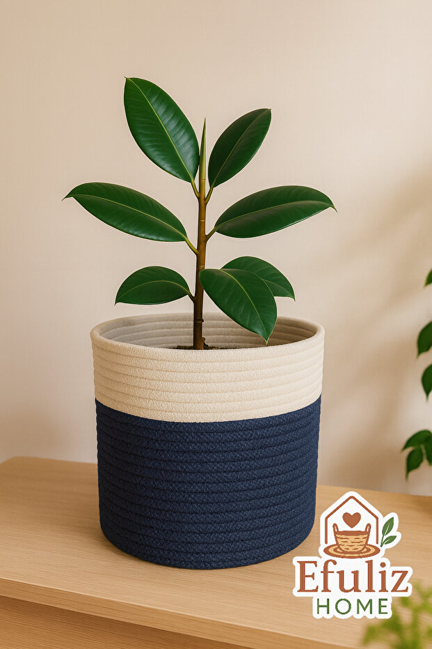 Jute Wicker Multi-Purpose Decorative Organizer Flower Pot Basket Garden Organizer Basket Width 20 Length 15 cm