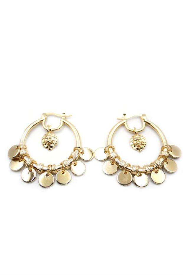 Pullu Halka Küpe - Altın - 1