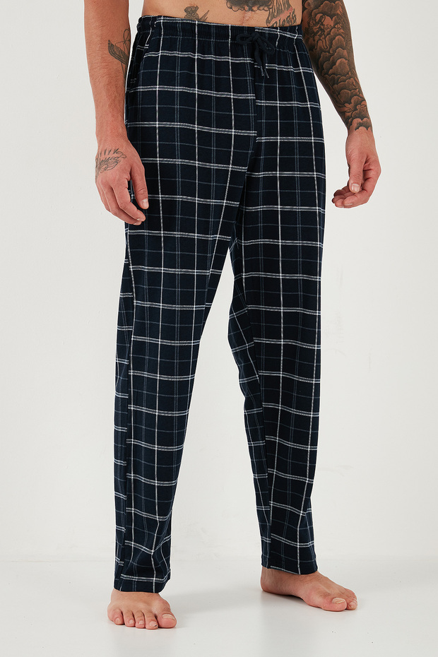Pamuklu Regular Fit Normal Bel Düz Paça Cepli 2'li Paket Pijama Altı Erkek PİJAMA ALTI 65740 - 2