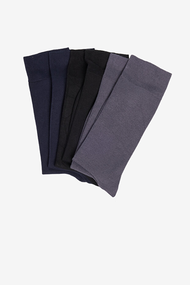 Men's Black-dark blue-marengo 6-pack Patterned Bamboo Socks