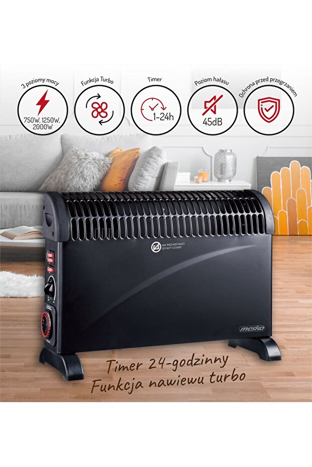 MS 7741 black Convector heater with timer and turbo blower - 4