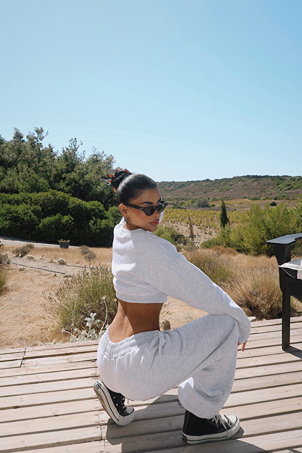 طقم بدلة رياضية رمادية اللون ATE-3699 - 5