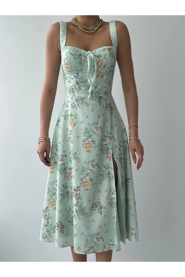 ASKILI YIRTMAÇLI ELBİSE - 3