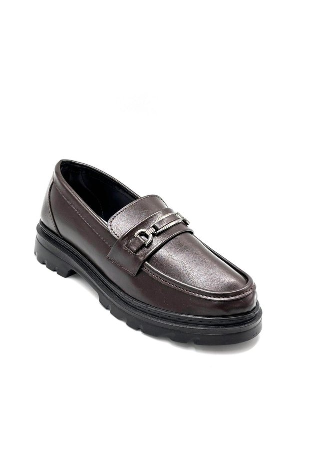 Buckle Detailed Poly Lightweight Sole Casual Women's Shoes Brown