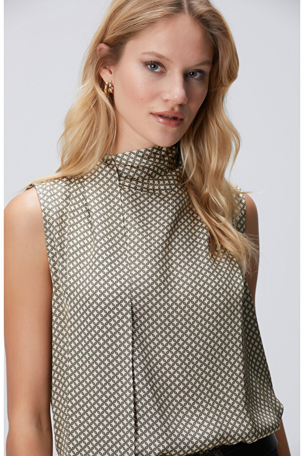 Sarı Desenli Bluz - 2