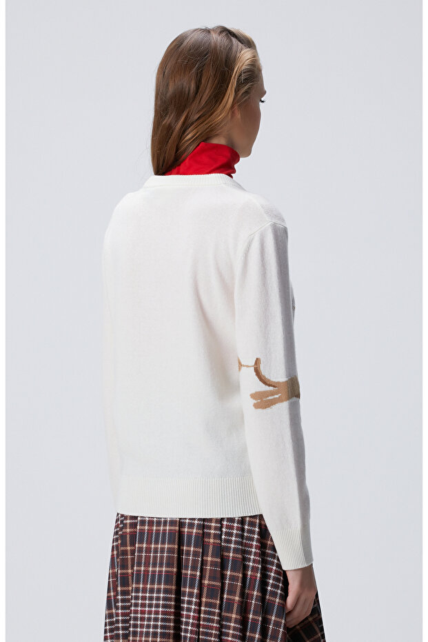 Kırık Beyaz Triko Kazak - 5